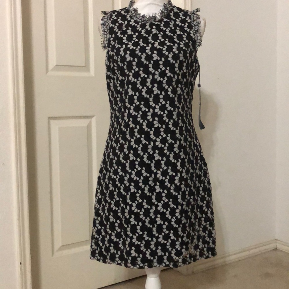 Tommy Hilfiger Two-Tone Lace High-Neck Dress - Picture 2 of 8